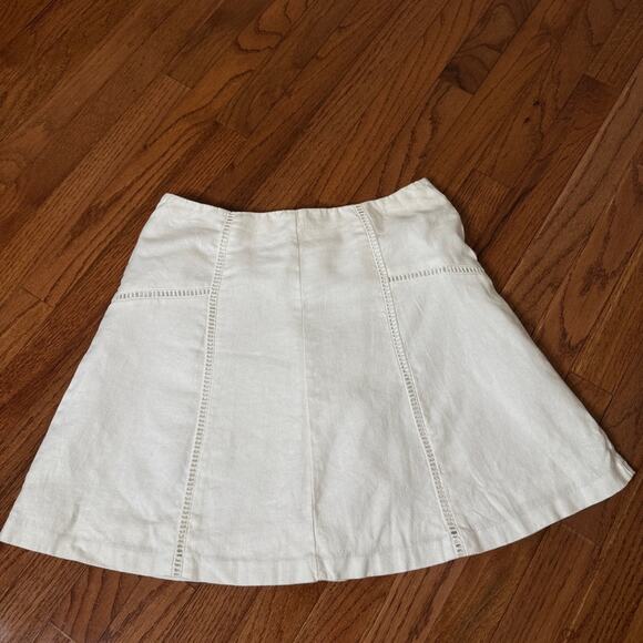 Loft White Linen Cotton Mini Flare Skirt Size Size 6P - Picture 2 of 6
